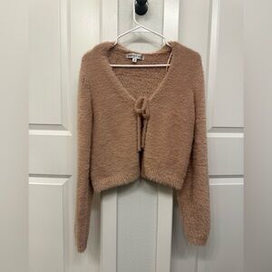 Madden Girl Tan Fuzzy Cardigan
